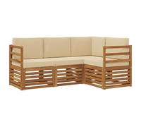 vidaXL Ensembles de canapés avec Coussin 4 pcs Naturel et Beige, Sofa extérieur, mobilier Moderne, Lounge Patio Durable, Assise Jardin, terrasse, Set pour Salon