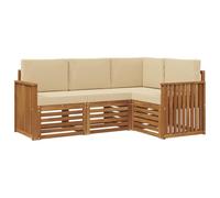 vidaXL Ensembles de canapés avec Coussin 4 pcs Naturel et Beige, Sofa extérieur, mobilier Moderne, Lounge Patio Durable, Assise Jardin, terrasse, Set pour Salon