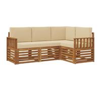 vidaXL Ensembles de canapés avec Coussin 4 pcs Naturel et Beige, Sofa extérieur, mobilier Moderne, Lounge Patio Durable, Assise Jardin, terrasse, Set pour Salon