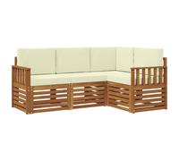 vidaXL Ensembles de canapés avec Coussin 4 pcs Naturel et Crème, Sofa extérieur, mobilier Moderne, Lounge Patio Durable, Assise Jardin, terrasse, Set pour Salon