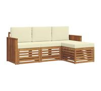 vidaXL Ensembles de canapés avec Coussin 4 pcs Naturel et Crème, Canapé de Jardin Moderne, Ensemble sectionnel résistant, Salon Chic pour extérieur, Meubles de terrasse Confortables