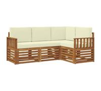 vidaXL Ensembles de canapés avec Coussin 4 pcs Naturel et Crème, Sofa extérieur, mobilier Moderne, Lounge Patio Durable, Assise Jardin, terrasse, Set pour Salon