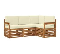 vidaXL Ensembles de canapés avec Coussin 4 pcs Naturel et Crème, Sofa extérieur, mobilier Moderne, Lounge Patio Durable, Assise Jardin, terrasse, Set pour Salon