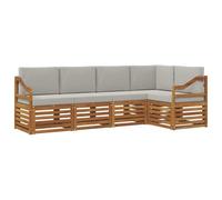 vidaXL Ensembles de canapés avec Coussin 5 pcs Gris Naturel et Clair, Canapé d'angle de Jardin, mobilier extérieur Tendance, Set de Salon résistant, sièges Confortables pour la terrasse