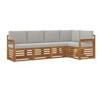 vidaXL Ensembles de canapés avec Coussin 5 pcs Gris Naturel et Clair, Canapé d'angle de Jardin, mobilier extérieur Tendance, Set de Salon résistant, sièges Confortables pour la terrasse