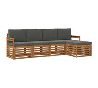 vidaXL Ensembles de canapés avec Coussin 5 pcs Naturel et Anthracite, Salon de Jardin Moderne, canapé modulable, mobilier Acacia, détente Minimaliste, Pratique près de la Piscine