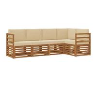 vidaXL Ensembles de canapés avec Coussin 5 pcs Naturel et Beige, Canapé d'angle de Jardin, mobilier extérieur Tendance, Set de Salon résistant, sièges Confortables pour la terrasse