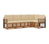 vidaXL Ensembles de canapés avec Coussin 5 pcs Naturel et Beige, Canapé d'angle de Jardin, mobilier extérieur Tendance, Set de Salon résistant, sièges Confortables pour la terrasse