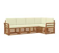 vidaXL Ensembles de canapés avec Coussin 5 pcs Naturel et Crème, Canapé d'angle de Jardin, mobilier extérieur Tendance, Set de Salon résistant, sièges Confortables pour la terrasse