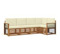 vidaXL Ensembles de canapés avec Coussin 5 pcs Naturel et Crème, Canapé d'angle de Jardin, mobilier extérieur Tendance, Set de Salon résistant, sièges Confortables pour la terrasse