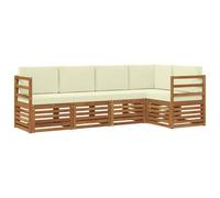 vidaXL Ensembles de canapés avec Coussin 5 pcs Naturel et Crème, Canapé d'angle de Jardin, mobilier extérieur Tendance, Set de Salon résistant, sièges Confortables pour la terrasse