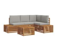 vidaXL Ensembles de canapés avec coussin 5 Pièce Gris Naturel et Clair