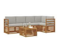 vidaXL Ensembles de canapés avec Coussin 6 pcs Gris Naturel et Clair, Canapés Modernes pour l'extérieur, mobilier Durable, Confort Ultime pour Jardin et terrasse