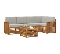 vidaXL Ensembles de canapés avec Coussin 6 pcs Gris Naturel et Clair, Canapés Modernes pour l'extérieur, mobilier Durable, Confort Ultime pour Jardin et terrasse
