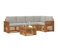 vidaXL Ensembles de canapés avec Coussin 6 pcs Gris Naturel et Clair, Canapés Modernes pour l'extérieur, mobilier Durable, Confort Ultime pour Jardin et terrasse