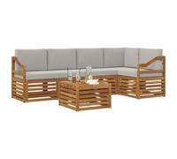 vidaXL Ensembles de canapés avec Coussin 6 pcs Gris Naturel et Clair, Canapés Modernes pour l'extérieur, mobilier Durable, Confort Ultime pour Jardin et terrasse
