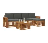 vidaXL Ensembles de canapés avec Coussin 6 pcs Naturel et Anthracite, Canape d'angle Moderne, Salon extérieur Durable, mobilier de terrasse Confortable, idéal pour Le Jardin