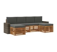 vidaXL Ensembles de canapés avec Coussin 6 pcs Naturel et Anthracite, Canapé Moderne de Jardin, mobilier sectionnel Durable, Confort sur la terrasse