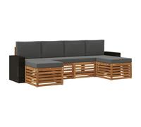 vidaXL Ensembles de canapés avec Coussin 6 pcs Naturel et Anthracite, Canapé Moderne de Jardin, mobilier sectionnel Durable, Confort sur la terrasse
