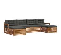 vidaXL Ensembles de canapés avec Coussin 6 pcs Naturel et Anthracite, Canapés en Bois d'acacia, Meubles extérieurs Modernes, Ensemble Durable pour Jardin, sièges Confortables