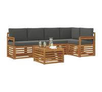 vidaXL Ensembles de canapés avec Coussin 6 pcs Naturel et Anthracite, Canapés Modernes pour l'extérieur, mobilier Durable, Confort Ultime pour Jardin et terrasse