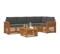 vidaXL Ensembles de canapés avec Coussin 6 pcs Naturel et Anthracite, Canapés Modernes pour l'extérieur, mobilier Durable, Confort Ultime pour Jardin et terrasse