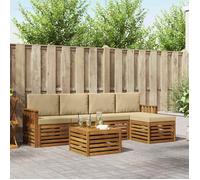 vidaXL Ensembles de canapés avec coussin 6 pcs Naturel et Beige Canape d'angle moderne salon extérieur durable 3374683