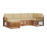 vidaXL Ensembles de canapés avec Coussin 6 pcs Naturel et Beige, Canapé de Jardin, mobilier d'extérieur Moderne, Ensemble Confortable pour terrasse, siège Durable