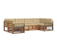 vidaXL Ensembles de canapés avec Coussin 6 pcs Naturel et Beige, Canapé de Jardin Moderne, Ensemble sectionnel résistant, mobilier Confortable pour l'extérieur et Votre terrasse