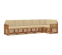 vidaXL Ensembles de canapés avec Coussin 6 pcs Naturel et Beige, Canapé d'extérieur Moderne, Ensemble Lounge sectionnel, mobilier terrasse, Confort Durable