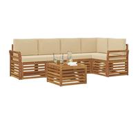 vidaXL Ensembles de canapés avec Coussin 6 pcs Naturel et Beige, Canapés Modernes pour l'extérieur, mobilier Durable, Confort Ultime pour Jardin et terrasse
