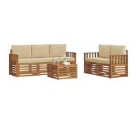 vidaXL Ensembles de canapés avec Coussin 6 pcs Naturel et Beige, Mobilier de Jardin Moderne, canapé résistant, Ensemble sectionnel pour terrasse, Assise Confortable