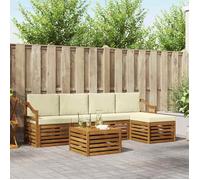 vidaXL Ensembles de canapés avec coussin 6 pcs Naturel et Crème, Canape d'angle moderne, salon extérieur durable,3374705