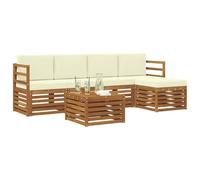 vidaXL Ensembles de canapés avec Coussin 6 pcs Naturel et Crème, Canape d'angle Moderne, Salon extérieur Durable, mobilier de terrasse Confortable, idéal pour Le Jardin