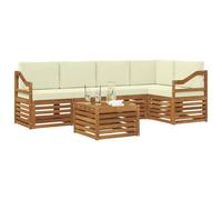 vidaXL Ensembles de canapés avec Coussin 6 pcs Naturel et Crème, Canapés Modernes pour l'extérieur, mobilier Durable, Confort Ultime pour Jardin et terrasse
