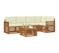 vidaXL Ensembles de canapés avec Coussin 6 pcs Naturel et Crème, Canapés Modernes pour l'extérieur, mobilier Durable, Confort Ultime pour Jardin et terrasse