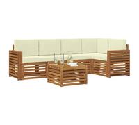 vidaXL Ensembles de canapés avec Coussin 6 pcs Naturel et Crème, Canapés Modernes pour l'extérieur, mobilier Durable, Confort Ultime pour Jardin et terrasse