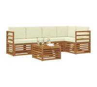 vidaXL Ensembles de canapés avec Coussin 6 pcs Naturel et Crème, Canapés Modernes pour l'extérieur, mobilier Durable, Confort Ultime pour Jardin et terrasse