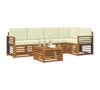 vidaXL Ensembles de canapés avec Coussin 6 pcs Naturel et Crème, Canapés Modernes pour l'extérieur, mobilier Durable, Confort Ultime pour Jardin et terrasse