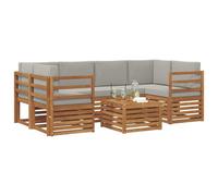 vidaXL Ensembles de canapés avec Coussin 7 pcs Gris Naturel et Clair, Canapé d'angle de Jardin, mobilier Lounge résistant, Ensemble Moderne pour Un Patio Zen et Confortable