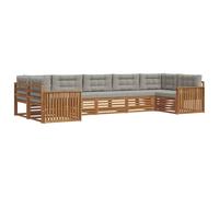 vidaXL Ensembles de canapés avec Coussin 7 pcs Gris Naturel et Clair, Canapés Modernes de Jardin, mobilier extérieur Durable, Salon Confortable, assises Pratiques