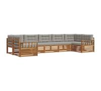 vidaXL Ensembles de canapés avec Coussin 7 pcs Gris Naturel et Clair, Canapés Modernes de Jardin, mobilier extérieur Durable, Salon Confortable, assises Pratiques
