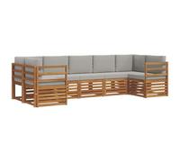 vidaXL Ensembles de canapés avec Coussin 7 pcs Gris Naturel et Clair, Ensemble de Meubles de Jardin en Acacia, canapé Moderne, sièges stylés, Salon modulable, au Bord de la Piscine