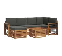 vidaXL Ensembles de canapés avec Coussin 7 pcs Naturel et Anthracite, Mobilier de Jardin, canapé Moderne, Ensemble sectionnel pour terrasse, Confort Durable et détente