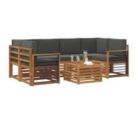 vidaXL Ensembles de canapés avec Coussin 7 pcs Naturel et Anthracite, Canapé d'angle de Jardin, mobilier Lounge résistant, Ensemble Moderne pour Un Patio Zen et Confortable