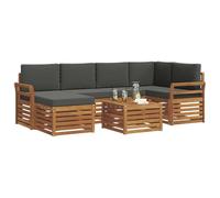 vidaXL Ensembles de canapés avec Coussin 7 pcs Naturel et Anthracite, Mobilier de Jardin, canapé Moderne, Ensemble sectionnel pour terrasse, Confort Durable et détente