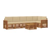 vidaXL Ensembles de canapés avec Coussin 7 pcs Naturel et Beige, Canapés de Jardin Modernes, mobilier d'extérieur Robuste, canapés modulaires en Acacia, Confort assuré