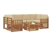 vidaXL Ensembles de canapés avec Coussin 7 pcs Naturel et Beige, Canapé d'angle de Jardin, mobilier Lounge résistant, Ensemble Moderne pour Un Patio Zen et Confortable
