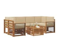 vidaXL Ensembles de canapés avec Coussin 7 pcs Naturel et Beige, Canapé d'angle de Jardin, mobilier Lounge résistant, Ensemble Moderne pour Un Patio Zen et Confortable