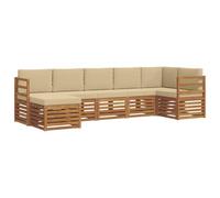vidaXL Ensembles de canapés avec Coussin 7 pcs Naturel et Beige, Canapé d'angle Moderne, Ensemble de Jardin résistant, mobilier élégant pour se détendre sur la terrasse